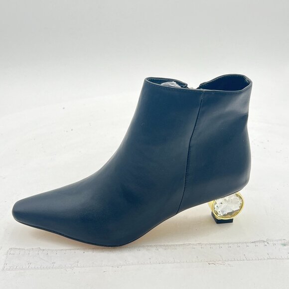 Women's Pointed Toe Flat Ankle Boots - Low Heel Dress Booties With Double Side Zippers, Office Wear - View #10